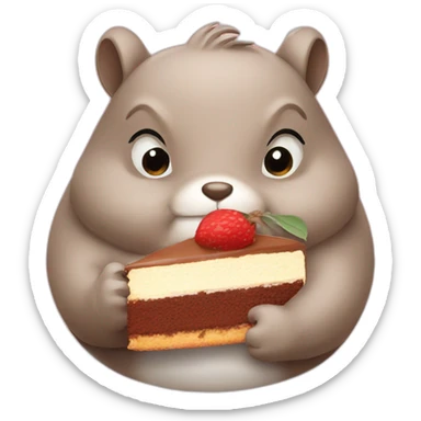a squirrel obese eating a cake sticker