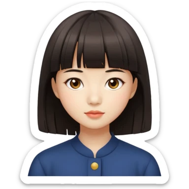 asian girl blunt fringe shoulder length hair sticker