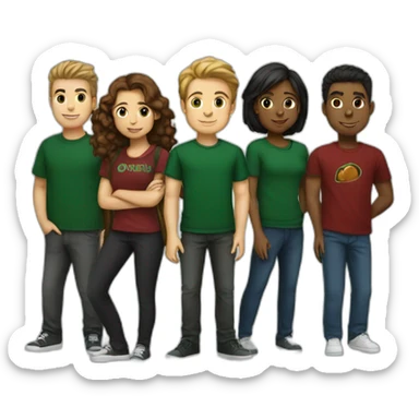 student club of 7 members with dark green shirt sticker