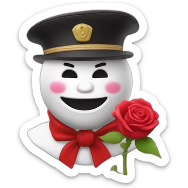 Bonhomme avec un rose dans la bouche sticker