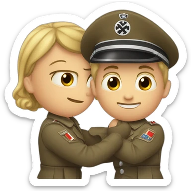 Nazi qui fait un calin a un soldat français sticker
