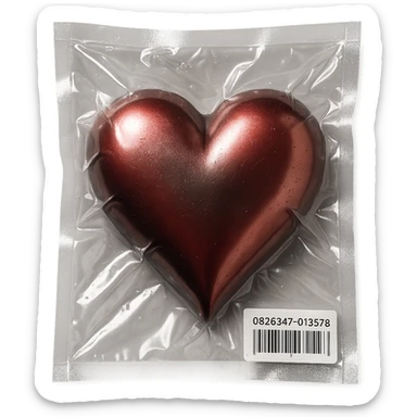 heart with metallic sheen in vacuum-sealed style sticker
