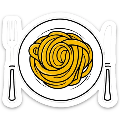 Italian pasta plate with fork sticker