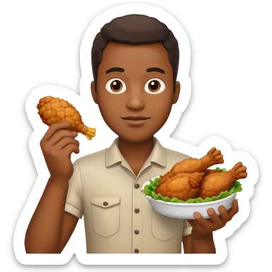 Black man holding a piece of fried chicken sticker