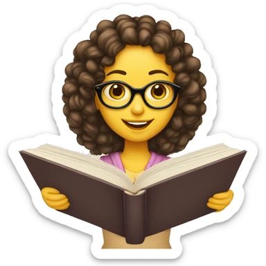 menina de óculos branco lendo um livro de capa amarela sticker