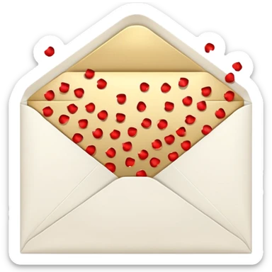 white envelope with gold confetti sticker