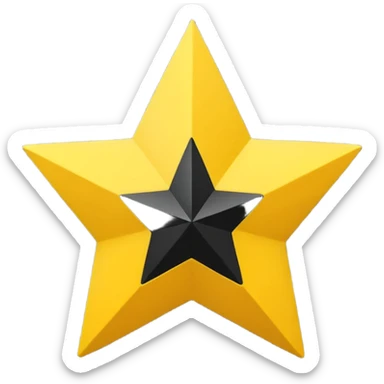 Black star on yellow circle background  sticker