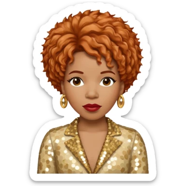Macy Gray from Mary Mary with reddish blonde hair, cream sequin outfit sticker