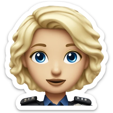 Blonde girl blue eyes hyper realistic police officer sticker