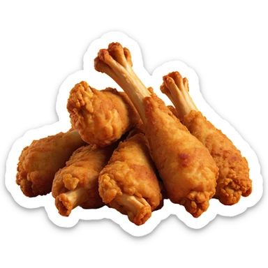 pile of KFC fried chicken legs, crunchy, golden sticker