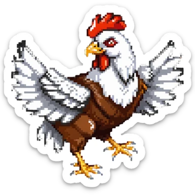 red hawk mascot riding a chicken sticker