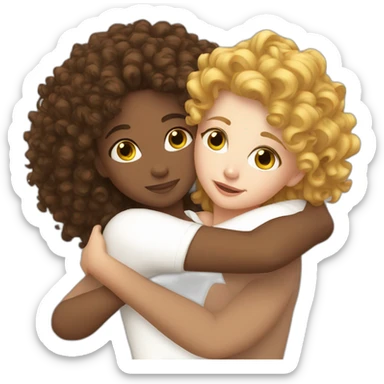 Curly hair white Girl hugs white girl sticker