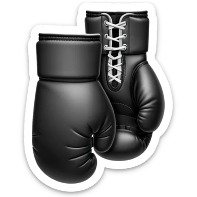 Minimalistic flat vector icon, iOS style, thin black contour on white background. Boxing gloves or a fighter silhouette in stance. sticker