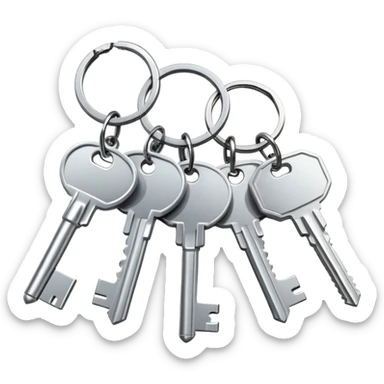 a set of keys on a keyring sticker