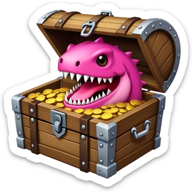 treasure chest monster mimic with sharp teeth and long tongue sticker