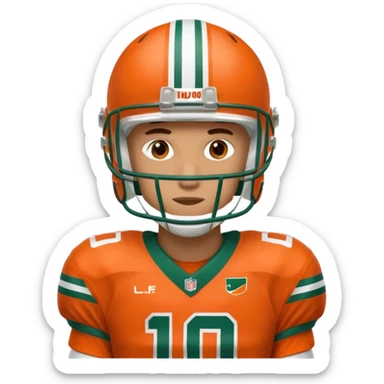 football player for the university of miami wearing number 10 sticker
