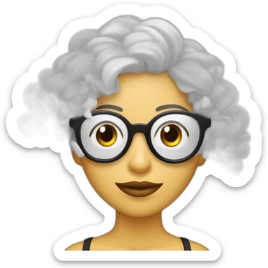 mujer gafas piel blanca pelo negro largo con camarones sticker