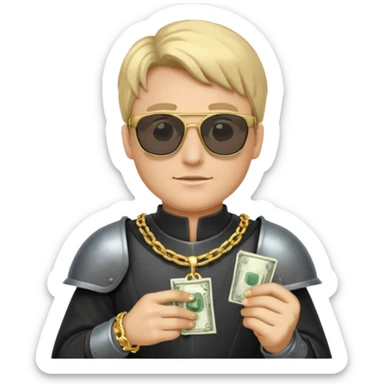 Knight with gold chain dark glasses money sticker