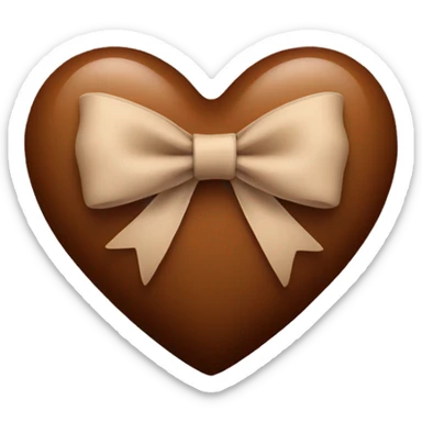 Brown heart with bow sticker