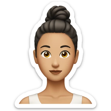  tan Asian girl with a slick back bun  sticker