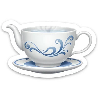 teacup with rising steam lines sticker