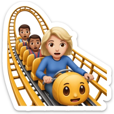 a person riding a rollercaster and being really scared sticker