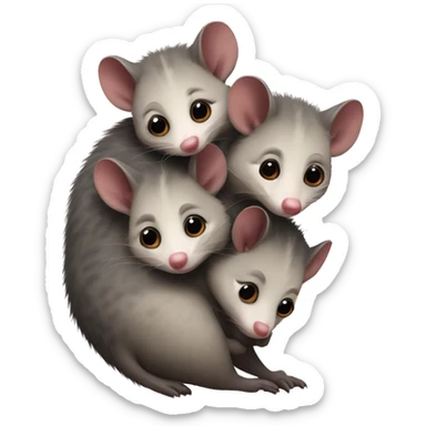 Possum with three babies on its back sticker
