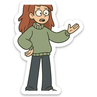 full body modern teenage girl wearing oversized sweater and pants sticker