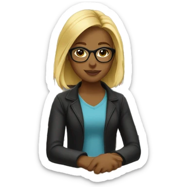 Blonde girl wearing glasses sitting in the library sticker