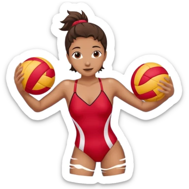 Natación  y voley en un corazón de color  sticker