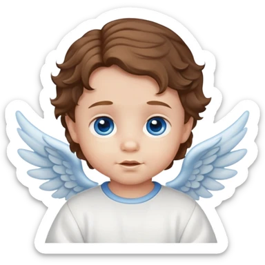  Baby boy angel with brown wavy hair blue eyes sticker