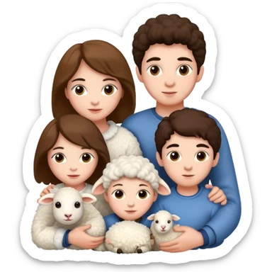 3 girls white and 2 boys withe and a sheep sticker
