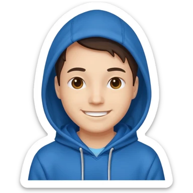 emoji of a person wearing a blue hoodie smiling sticker