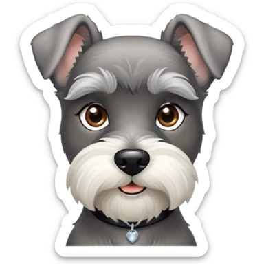 Cinematic Noble Miniature Schnauzer Portrait Emoji, Standing with a proud and stately demeanor, showcasing a sharply defined, salt-and-pepper fur with distinguished eyebrows and a confident, alert expression, simplified yet exquisitely detailed, glowing with a refined, dignified radiance, high shine, exuding intelligence and classic noble charm, soft glowing outline, capturing the essence of a noble Miniature Schnauzer that commands attention with effortless style! sticker
