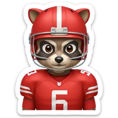 american football player raccoon red sticker