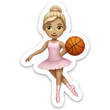 white skin ballerina with a basketball in her hands sticker