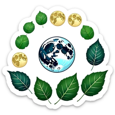 Moon phases made from leaves sticker