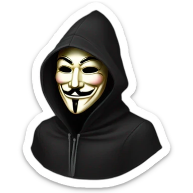 Guy Fawkes mask with black hood disappointed sticker