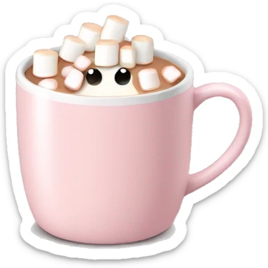 Light Pink mug of hot chocolate with marshmallows  sticker