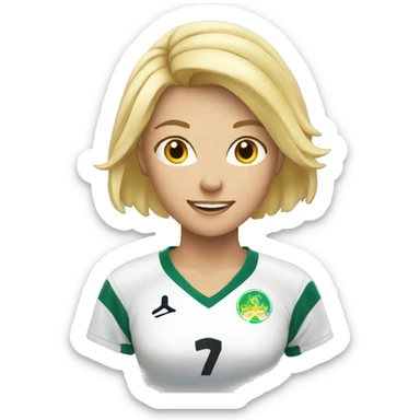 blond women with soccer  sticker