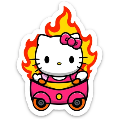hello kitty with fire sticker