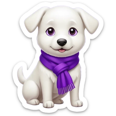 perrito blanco con bufanda lila abajo de la nieve sticker