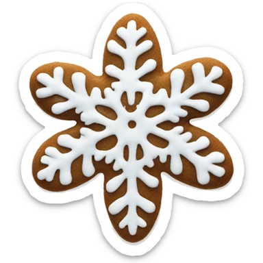 Realistic Snowflake gingerbread cookie with white frosting  sticker
