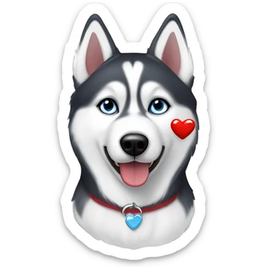 Siberian husky with a red heart  sticker