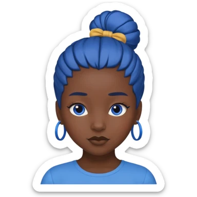 blue bun haired princess black girl sticker