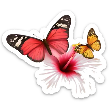 hibiscus with butterfly  sticker