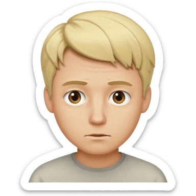 Blonde man with short flowy hair with a suspicious look sticker