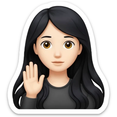 Long black hair little wave sticker