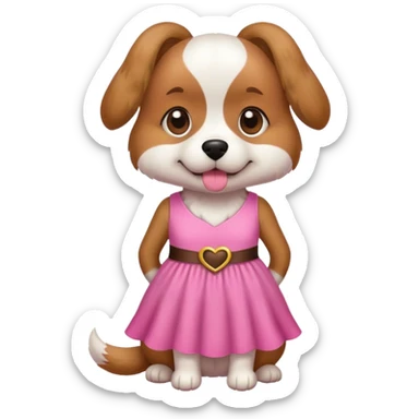 dog wearing pink dress sticker