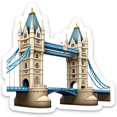 Cinematic Realistic Tower Bridge Landmark Emoji, depicted with iconic Victorian architecture spanning the River Thames, rendered with lifelike textures and dramatic natural lighting that captures its majestic presence. sticker